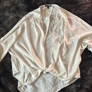 Fashion Nova White Tie-Front Blouse